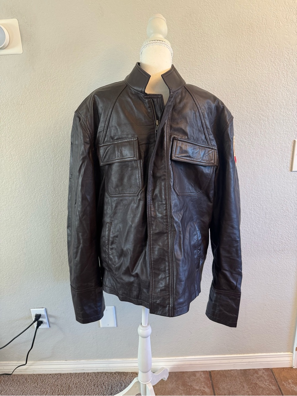 vintage Real Leather Garments brown leather jacket size 2XL